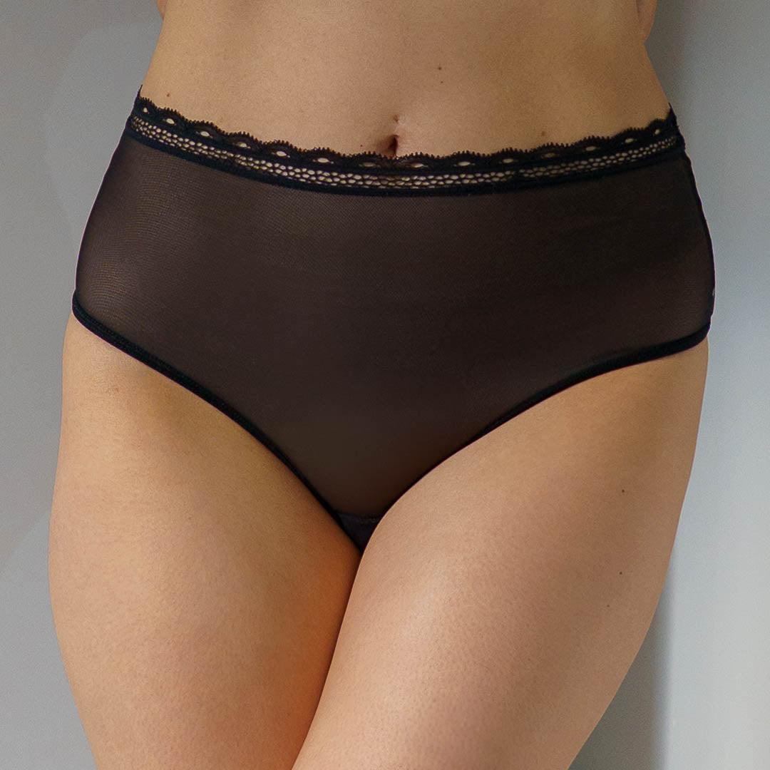 Black Sheerly Mesh High Waist Undies
