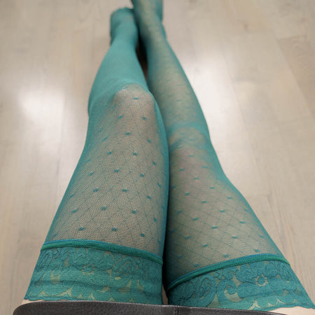 Emerald Hearts of Venus Thigh High Stay Up Stockings