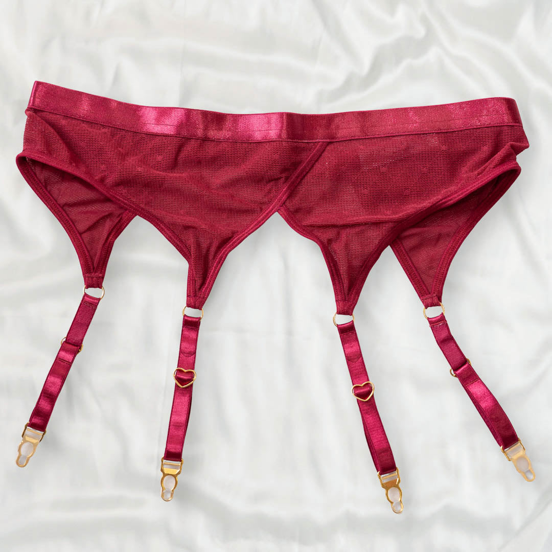 Wine Hearts of Venus Garter Belt