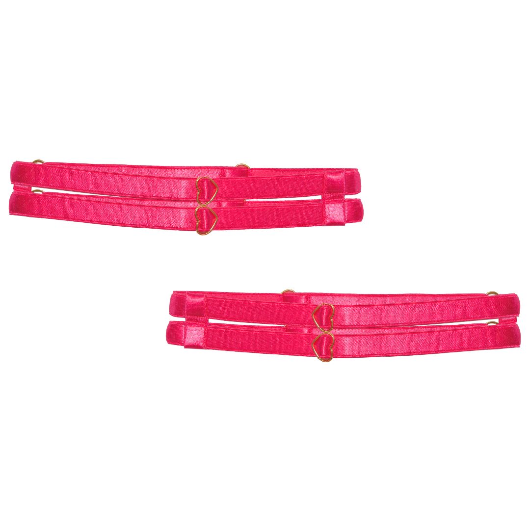 Hearts of Venus Strappy Leg Garters in Hot Pink - Uye Surana