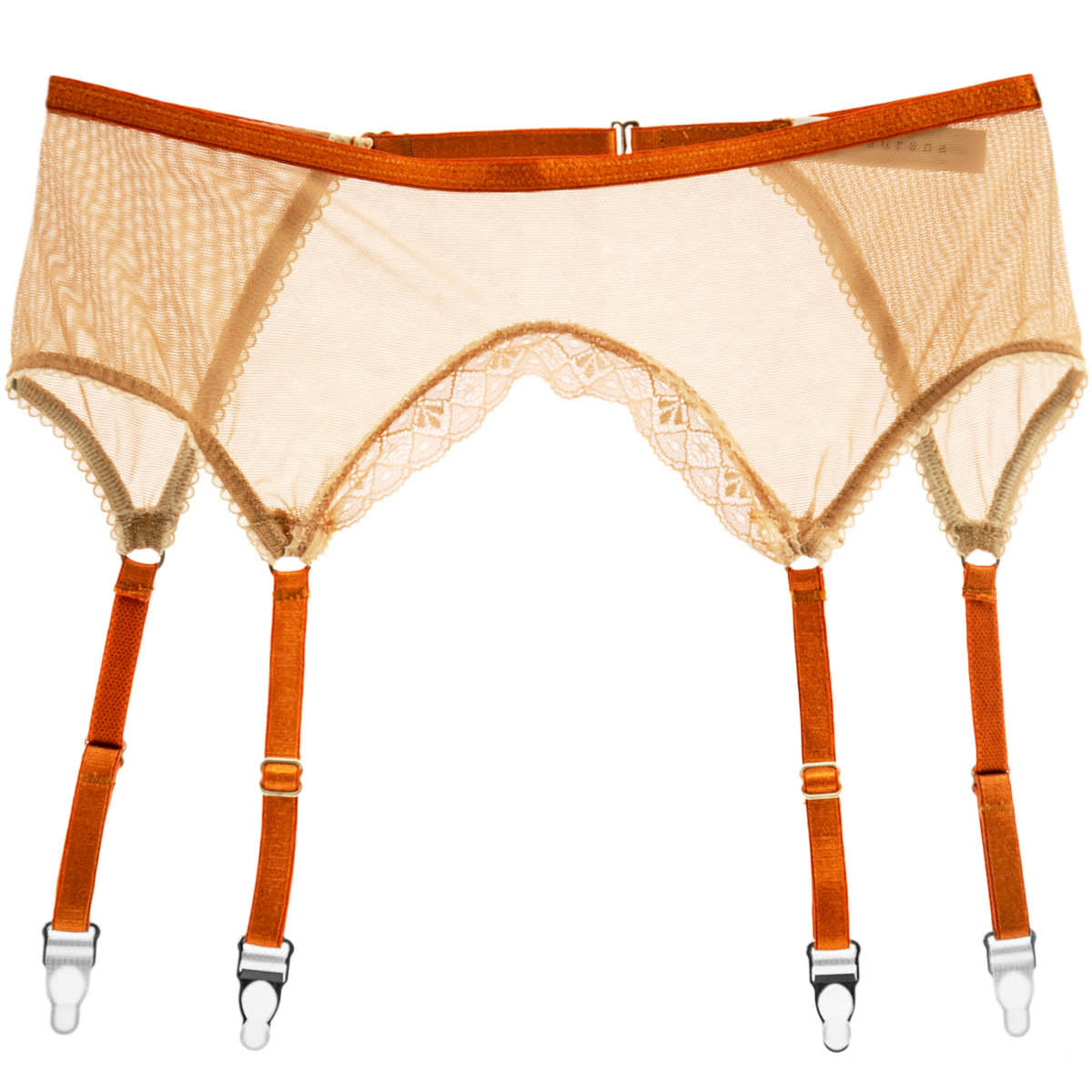 Sheerly Mesh Adjustable Garter Belt in Honeycomb - Uye Surana