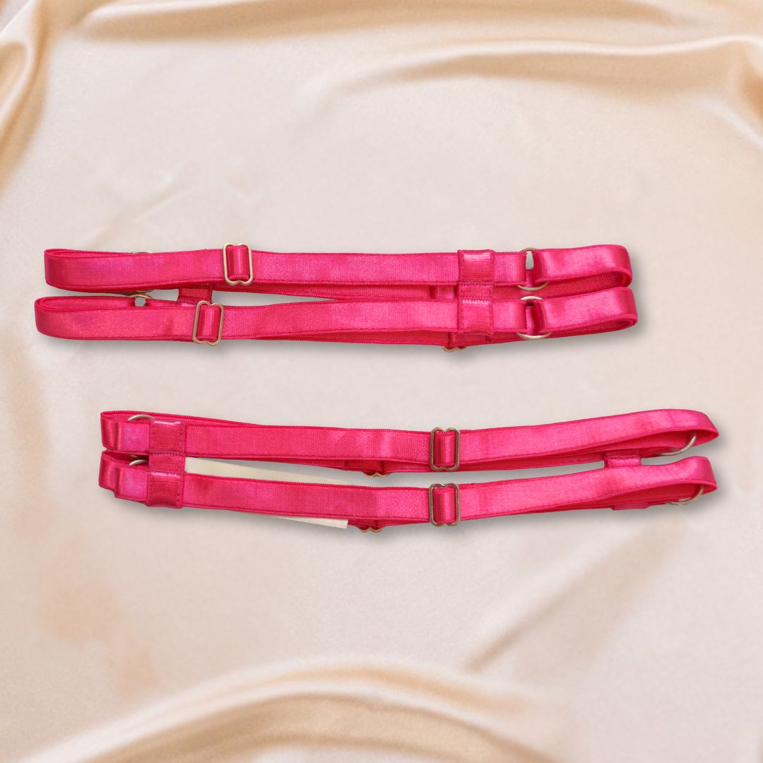 Hot Pink Strappy Leg Garters - Uye Surana