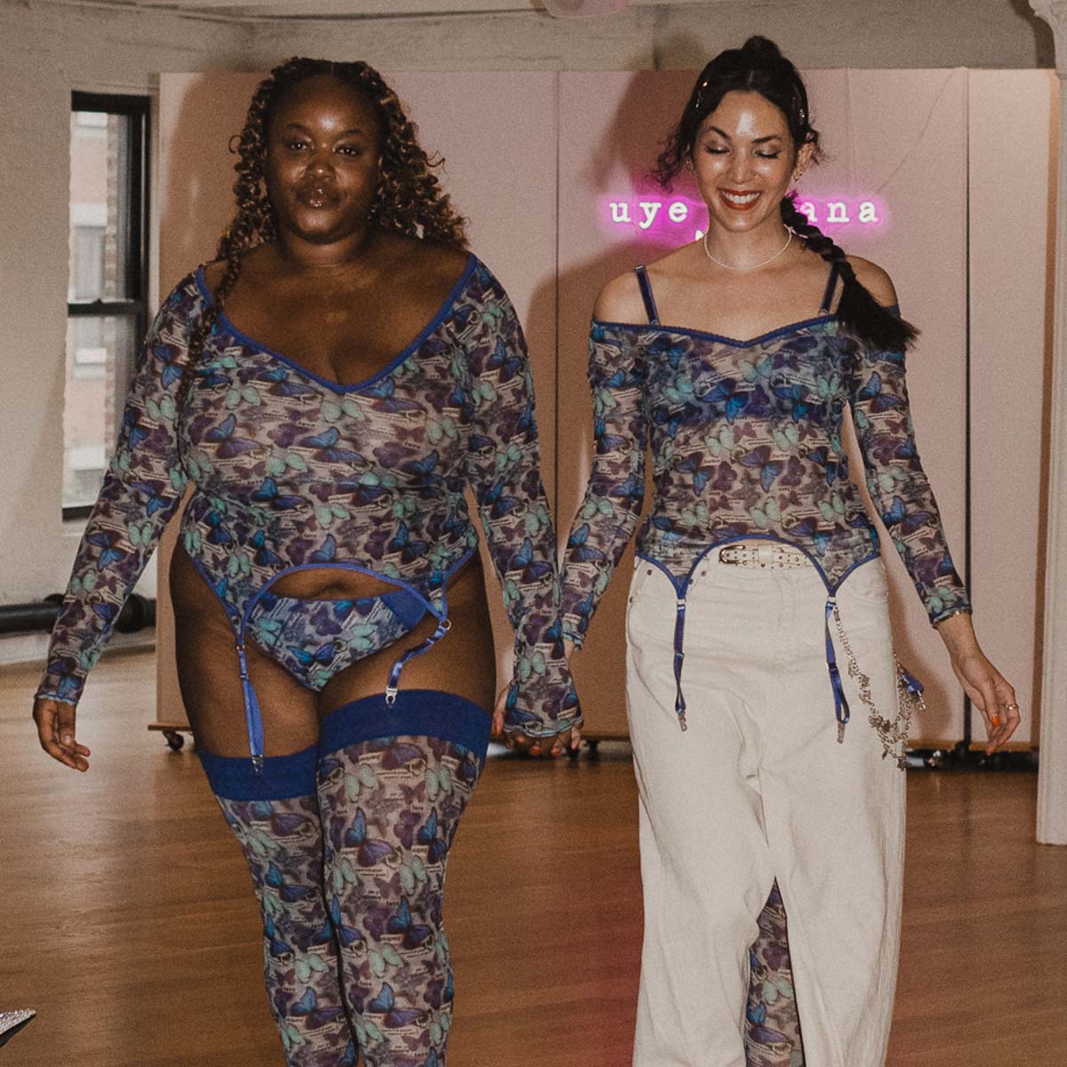 Butterfly Metamorphosis Printed Long Sleeve Garter Tee - Uye Surana