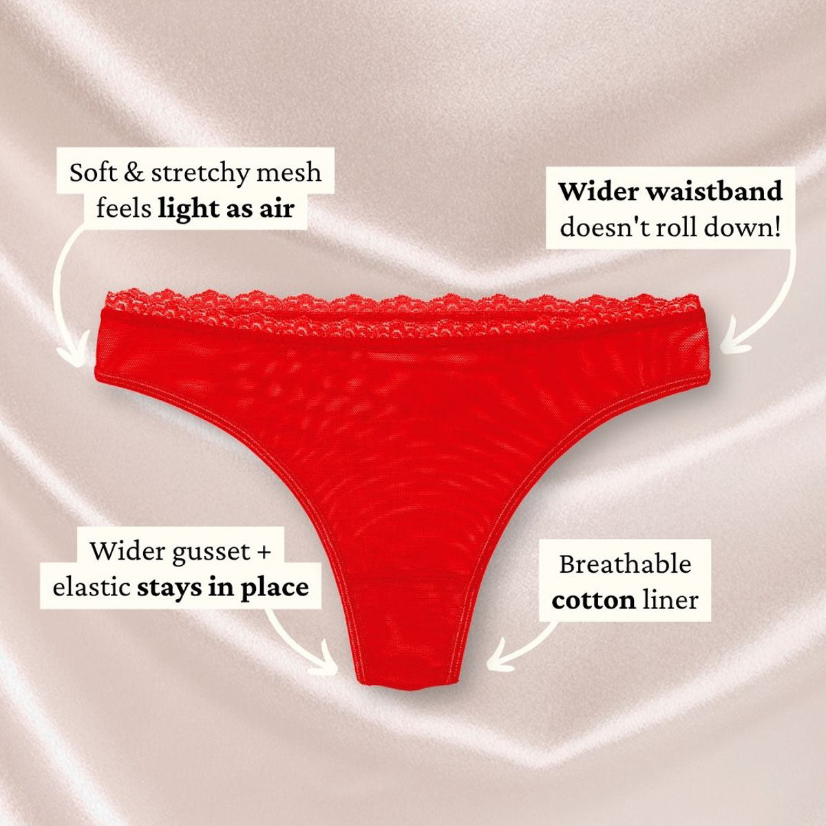 Lacey Everyday Thong in Rose Red - Uye Surana