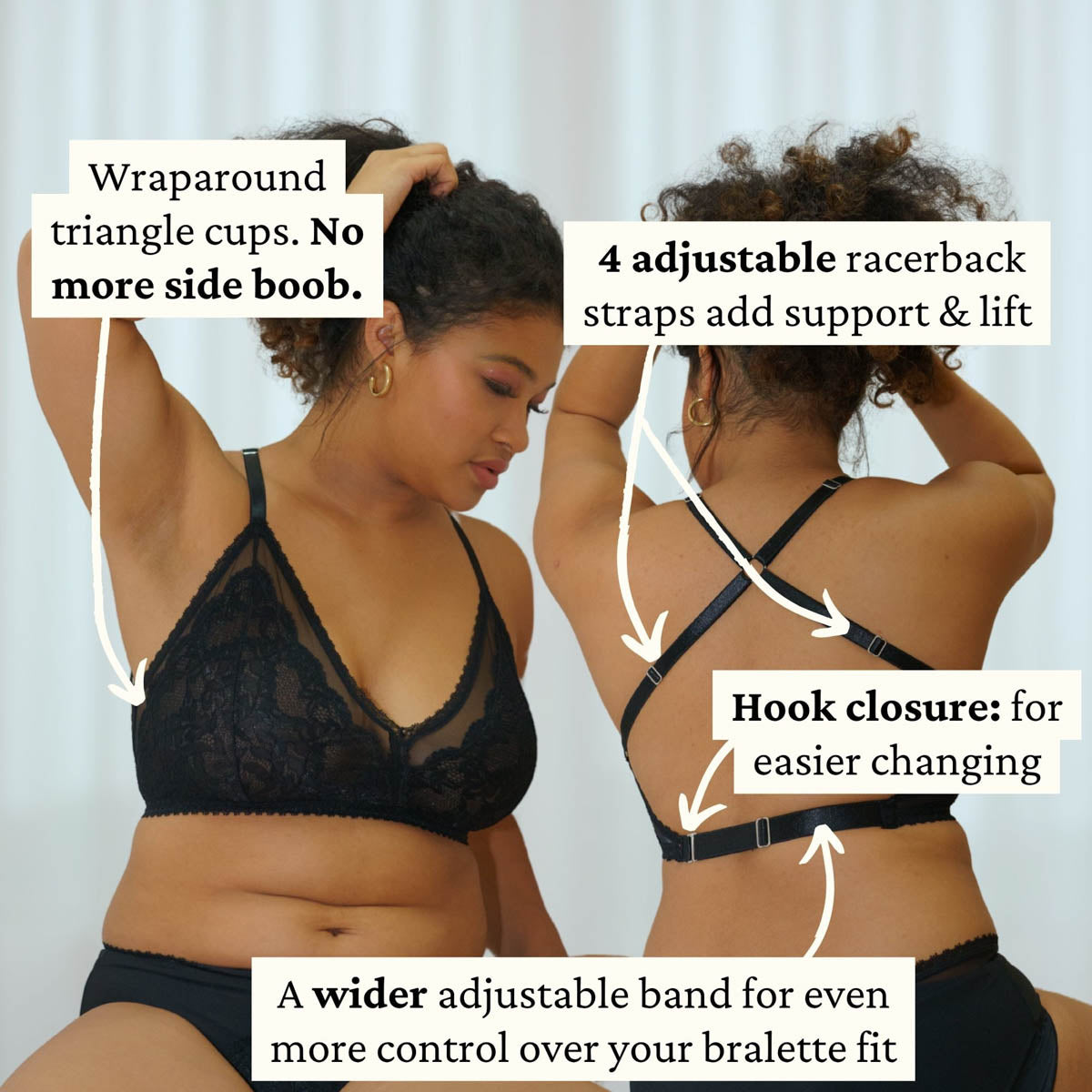 Lacey Racerback Bralette in Black - Uye Surana