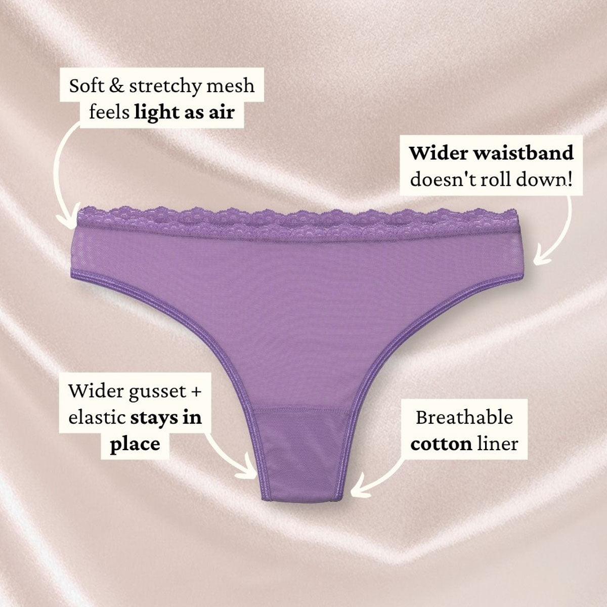 Lacey Everyday Thong in Lilac - Uye Surana