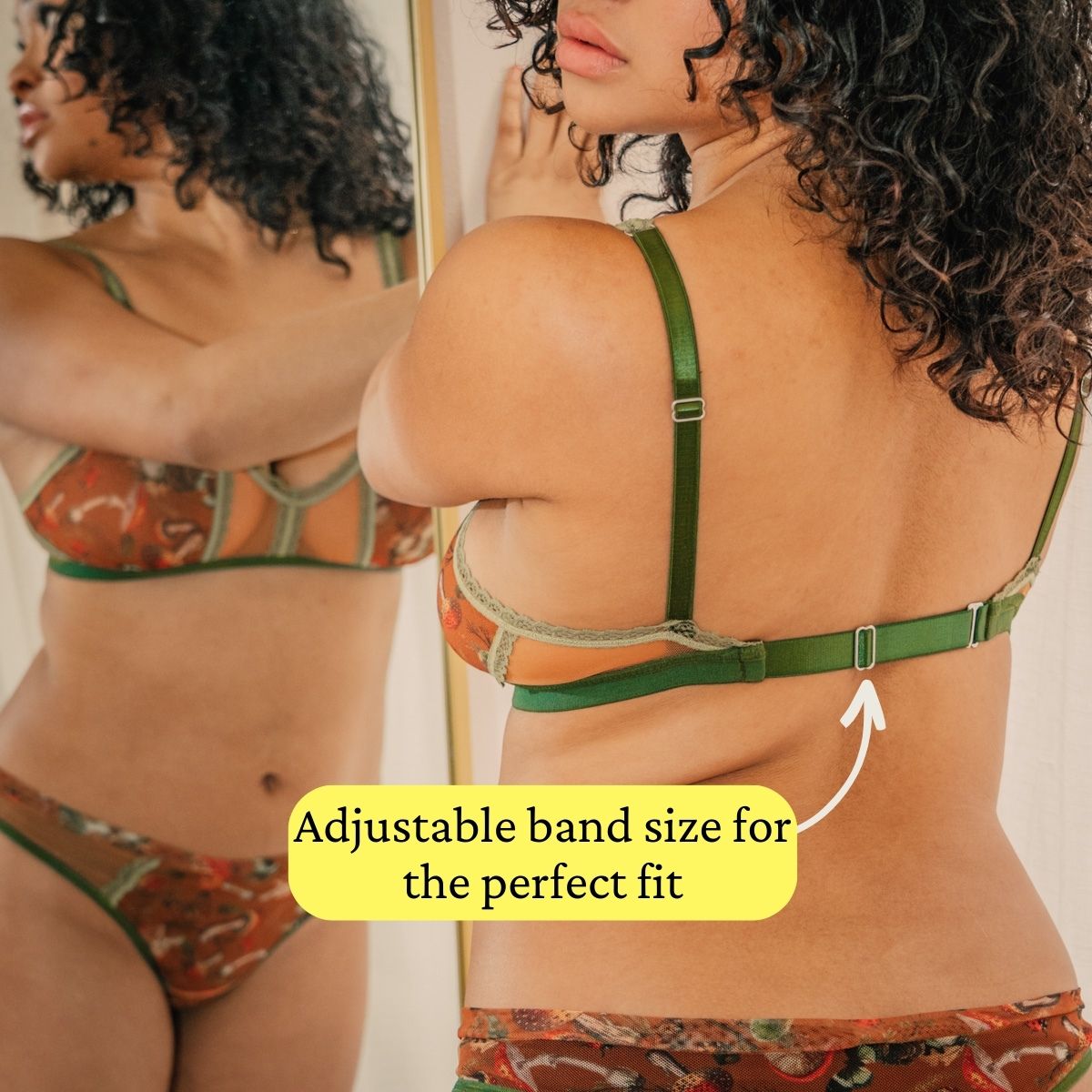 Mushroom Fairy Printed Mesh Peekaboo Bralette - Uye Surana