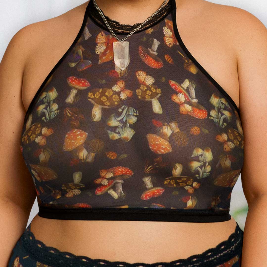 Mystical Mushrooms High Neck Cami - Uye Surana