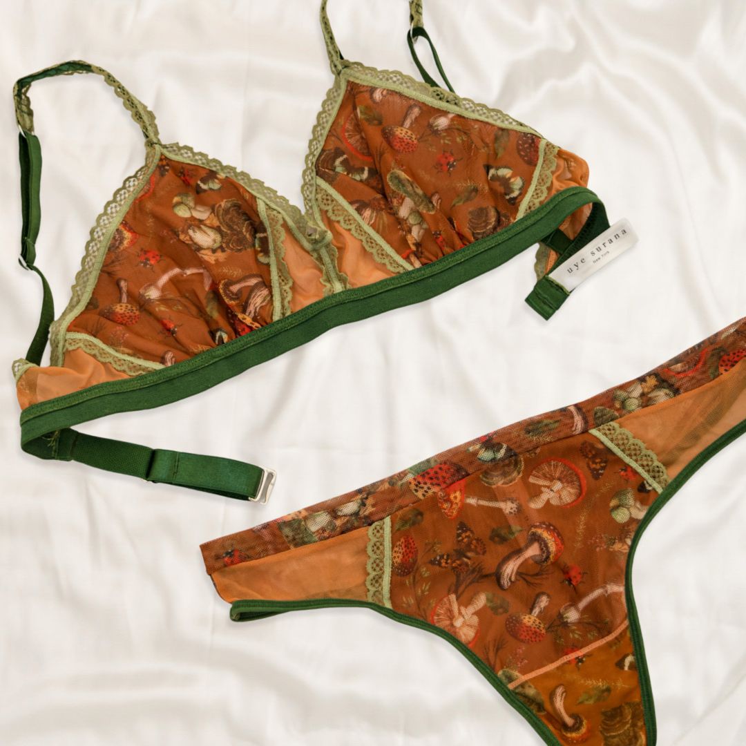 Mushroom Bralette Lingerie Set - Uye Surana