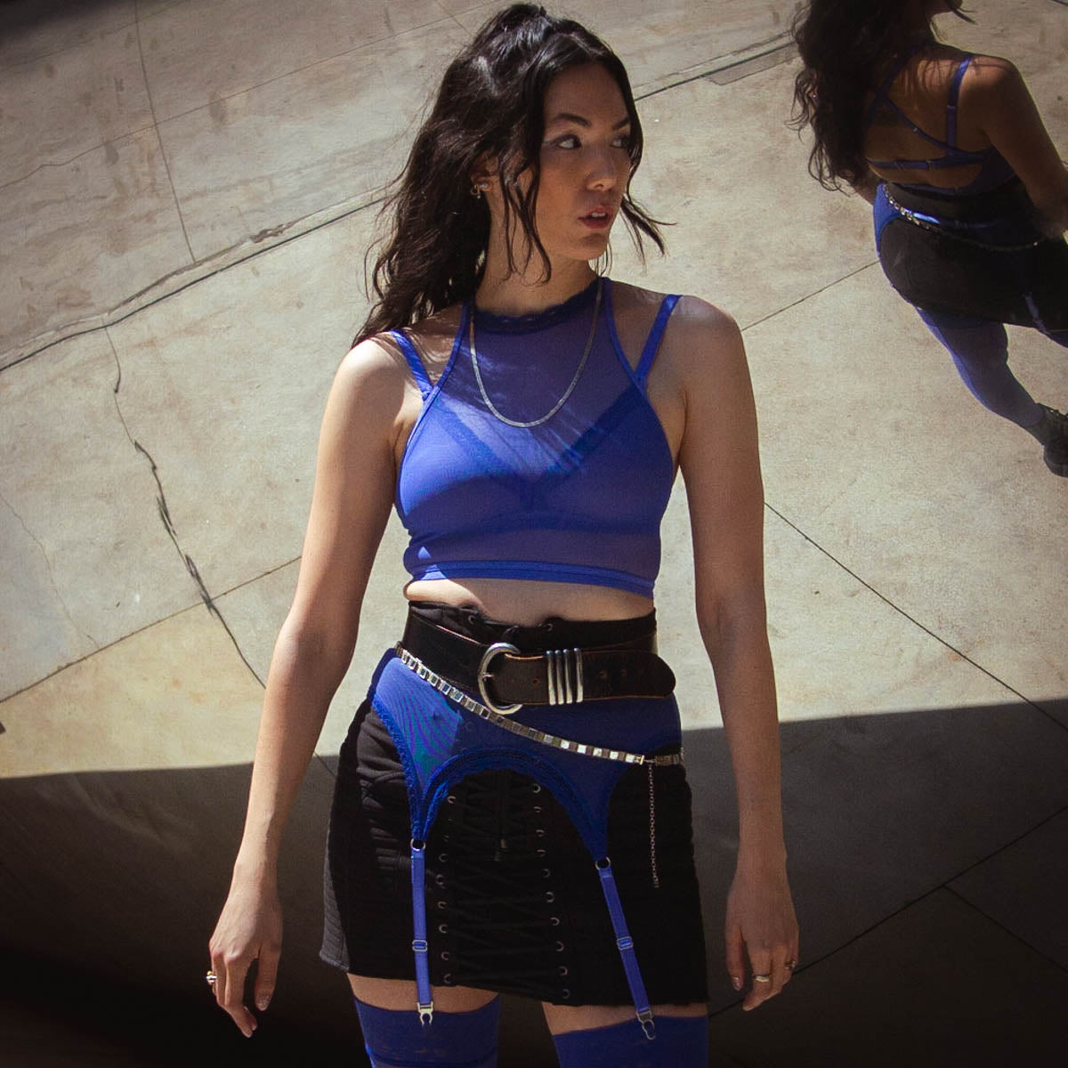 Ultramarine Sheerly High Neck Cami - Uye Surana