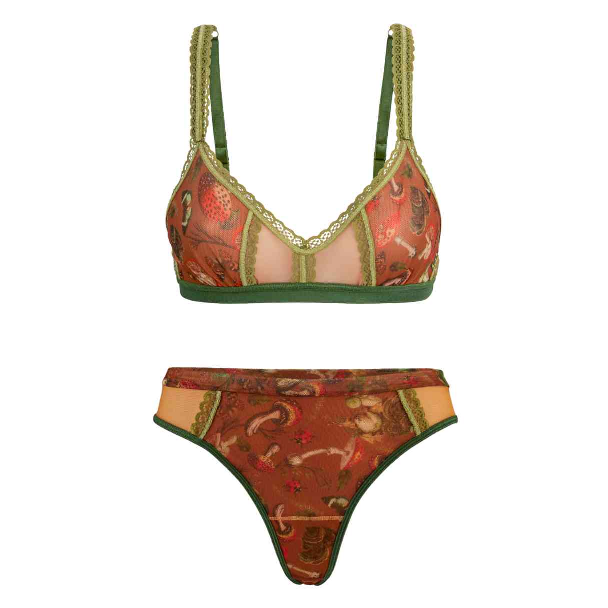 Mushroom Bralette Lingerie Set - Uye Surana