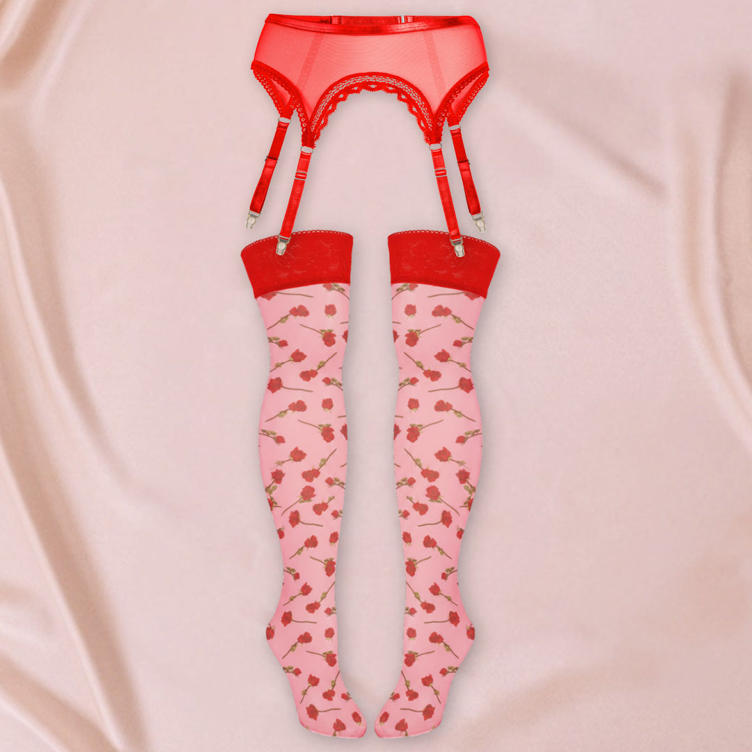 Roses Garter Stockings Set - Uye Surana