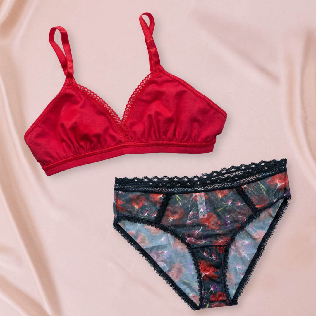 Cloudsoft Rose Garden Fantasy Lingerie Set - Uye Surana