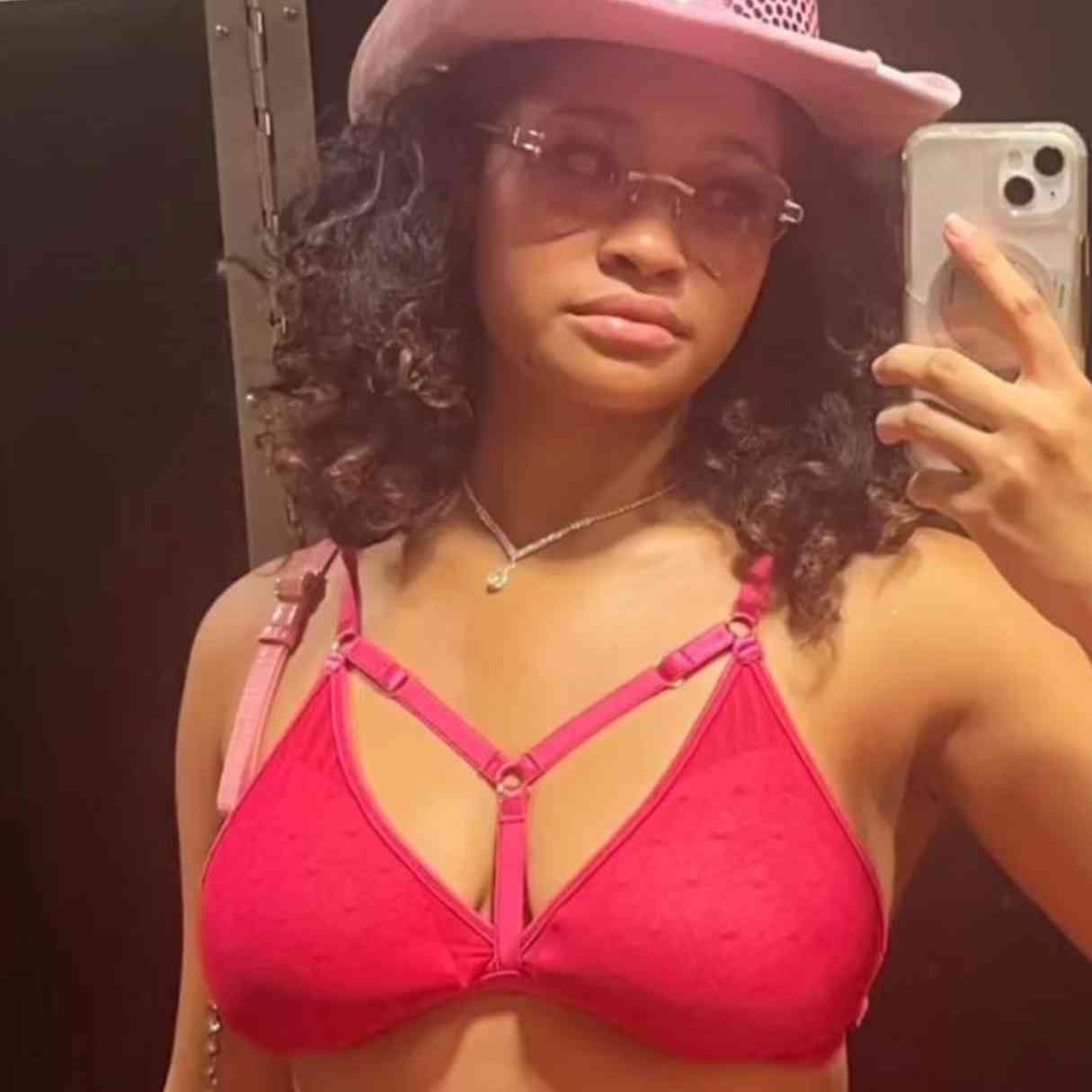 Hearts of Venus Strappy Bralette in Hot Pink - Uye Surana