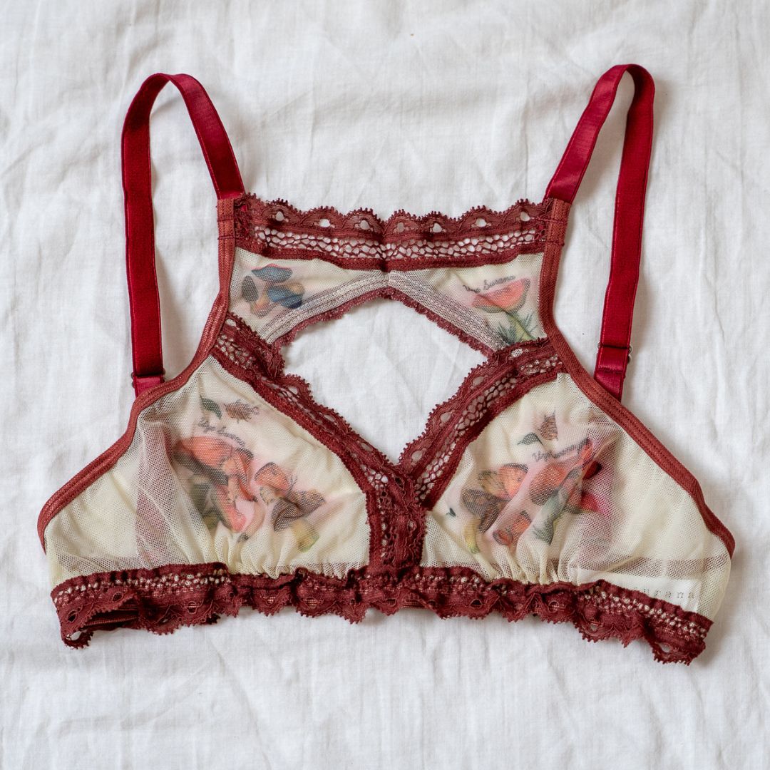 Magical Mushrooms Printed High Neck Bralette ✨Sample Quality✨ XS/S - Uye Surana