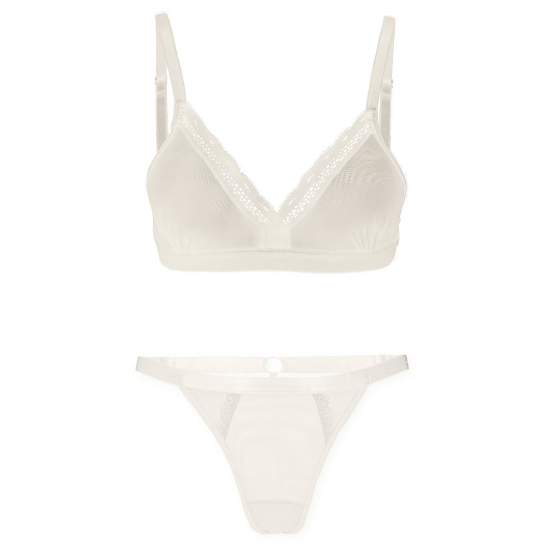 Pearl Sheerly Mesh Lingerie Set - Uye Surana