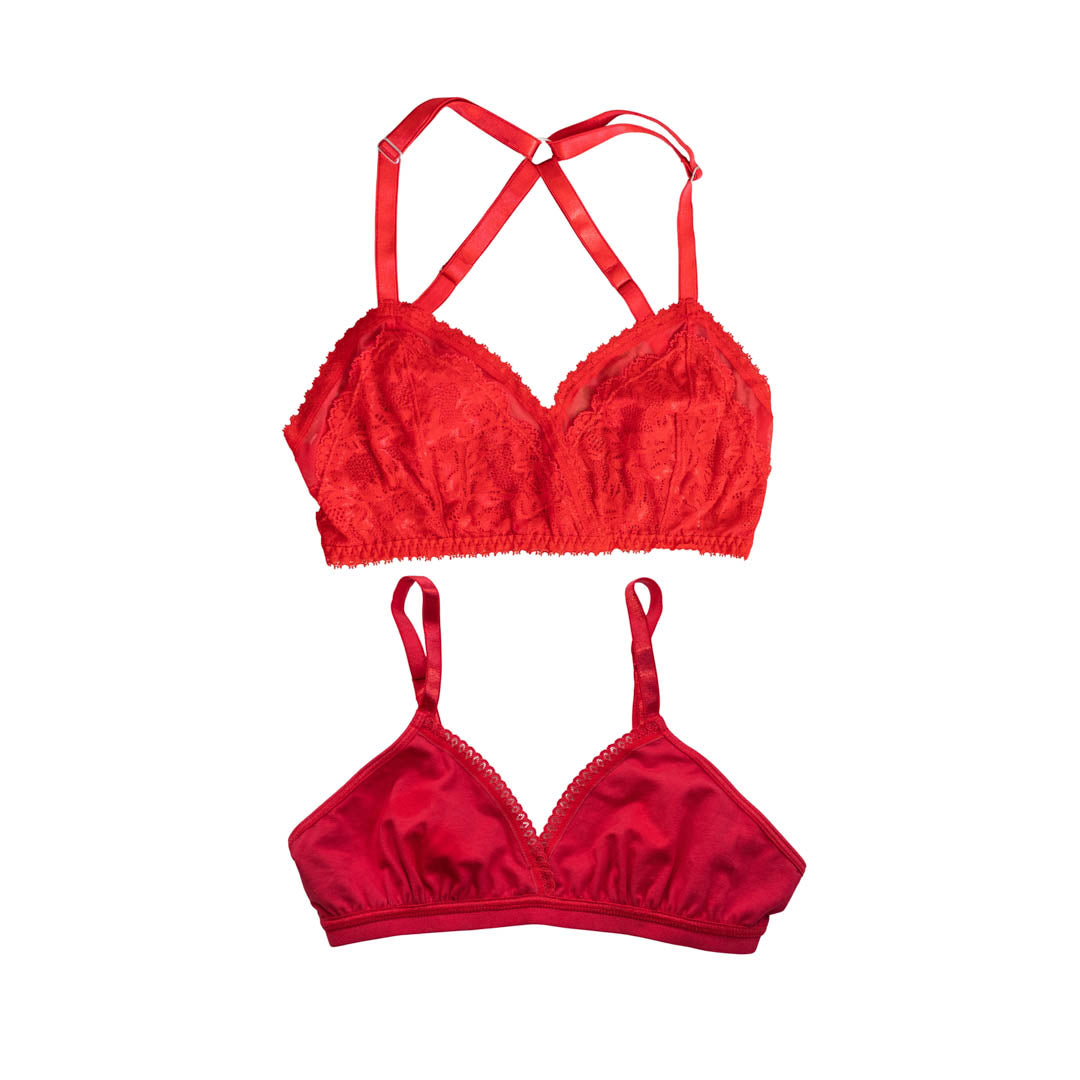 Rose Red Everyday Icons Bralette Set - Uye Surana