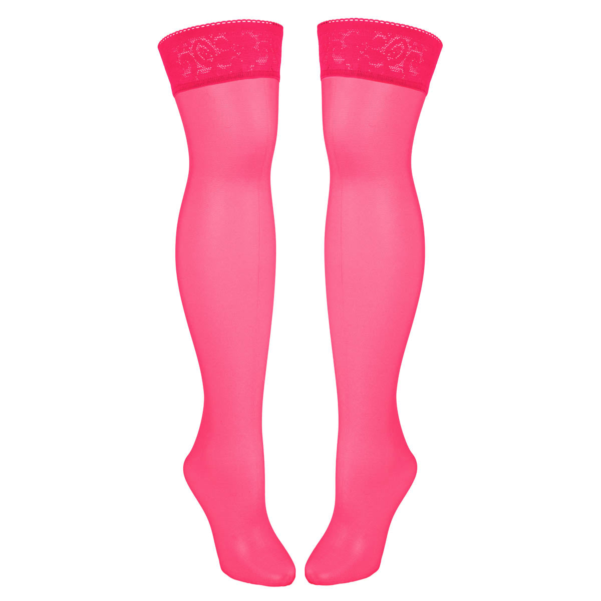 Hot Pink Sheerly Mesh Stay Up Stockings - Uye Surana