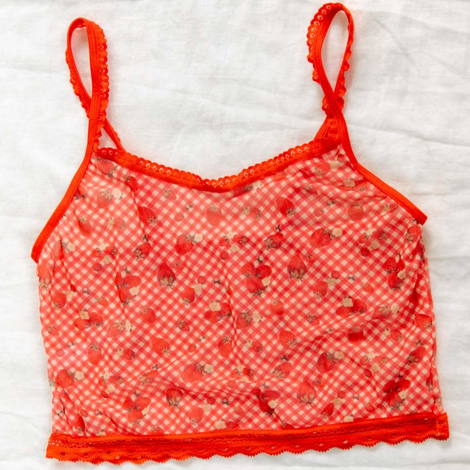 Strawberry Jam Printed Crop Cami - PREORDER - Uye Surana