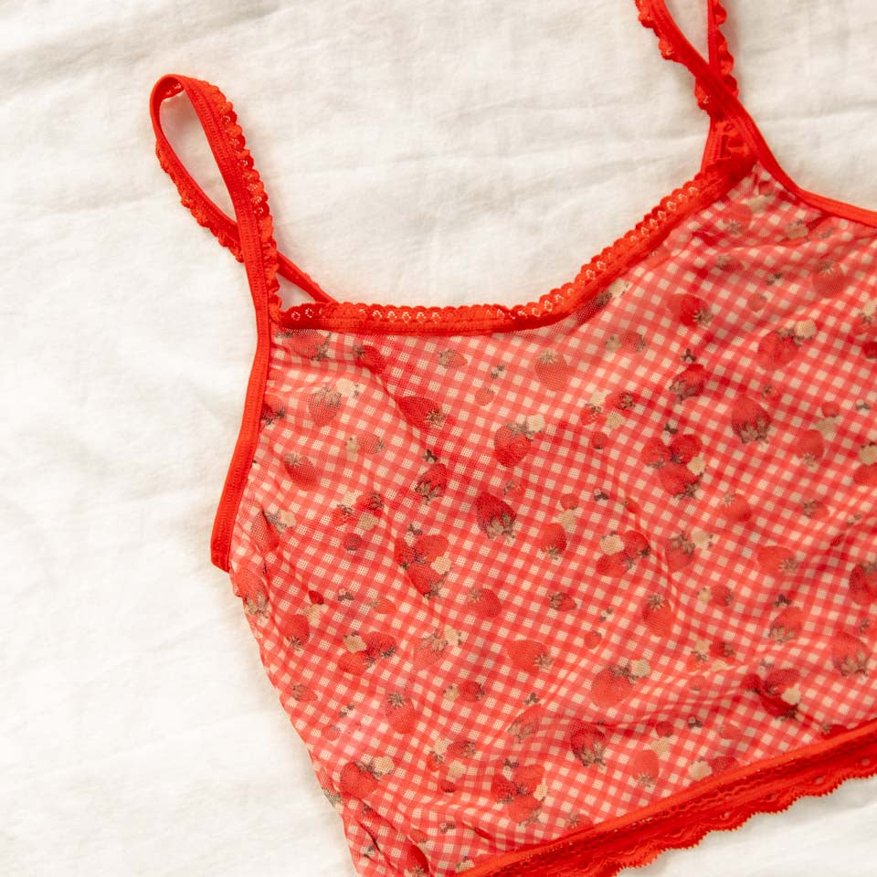 Strawberry Jam Printed Crop Cami - PREORDER - Uye Surana