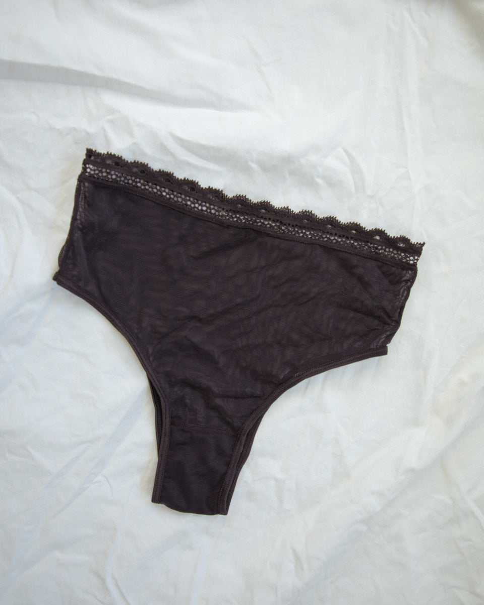 Sheerly Mesh High Waist Undies in Black - Uye Surana