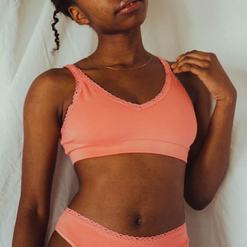 Pima Cotton Everyday Seamless Bra in Papaya - Uye Surana