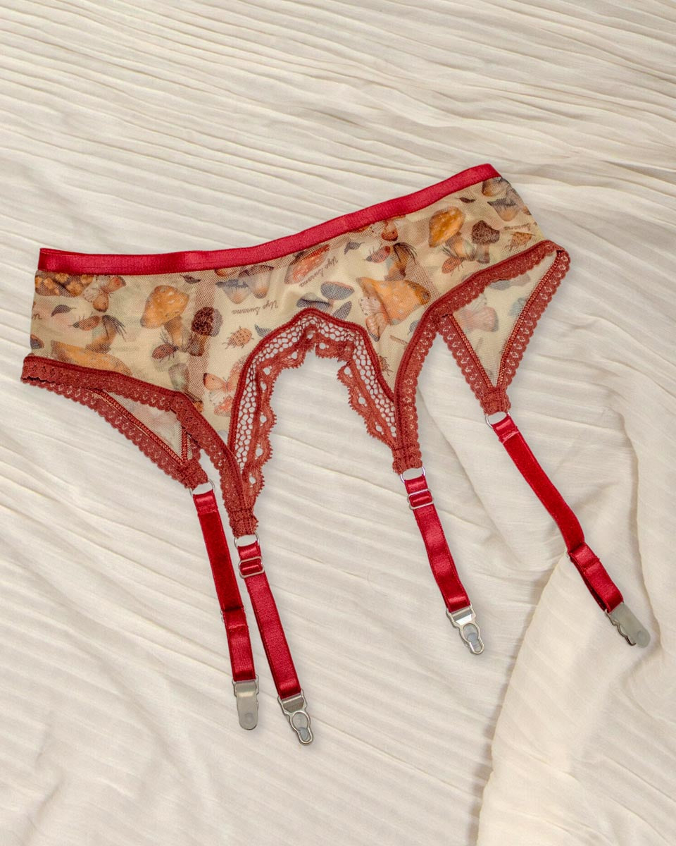 Magical Mushrooms All Over Print Adjustable Garter Belt - Uye Surana
