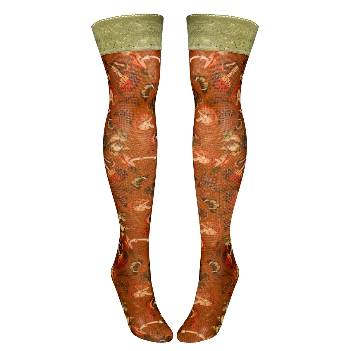 Mushroom Fairy Printed Stay Up Stockings - Uye Surana
