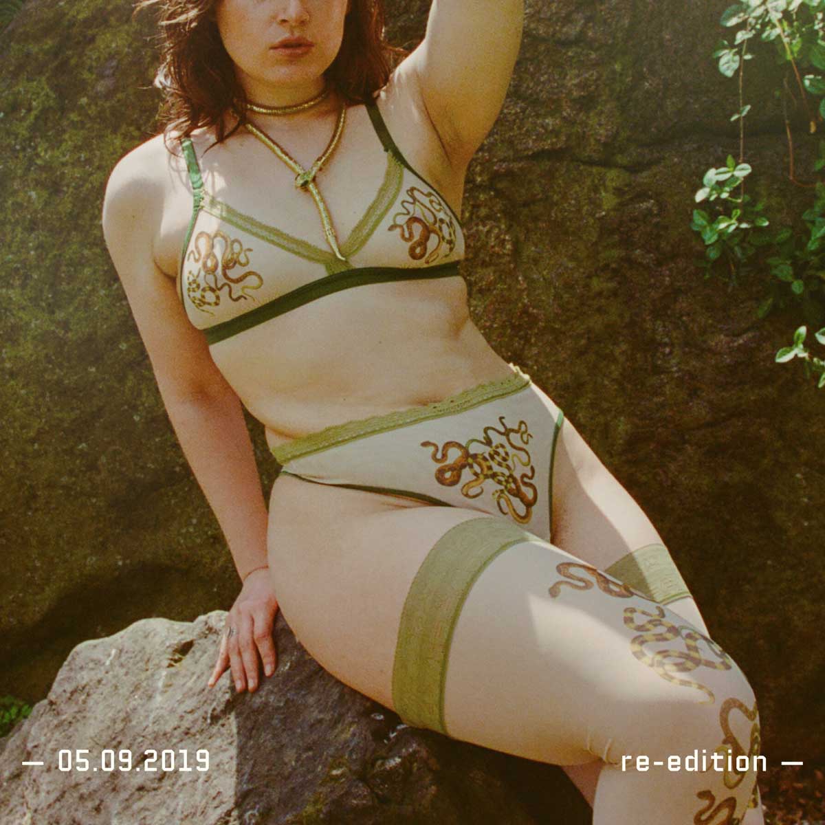 Snakes Printed Mesh Bralette - Uye Surana