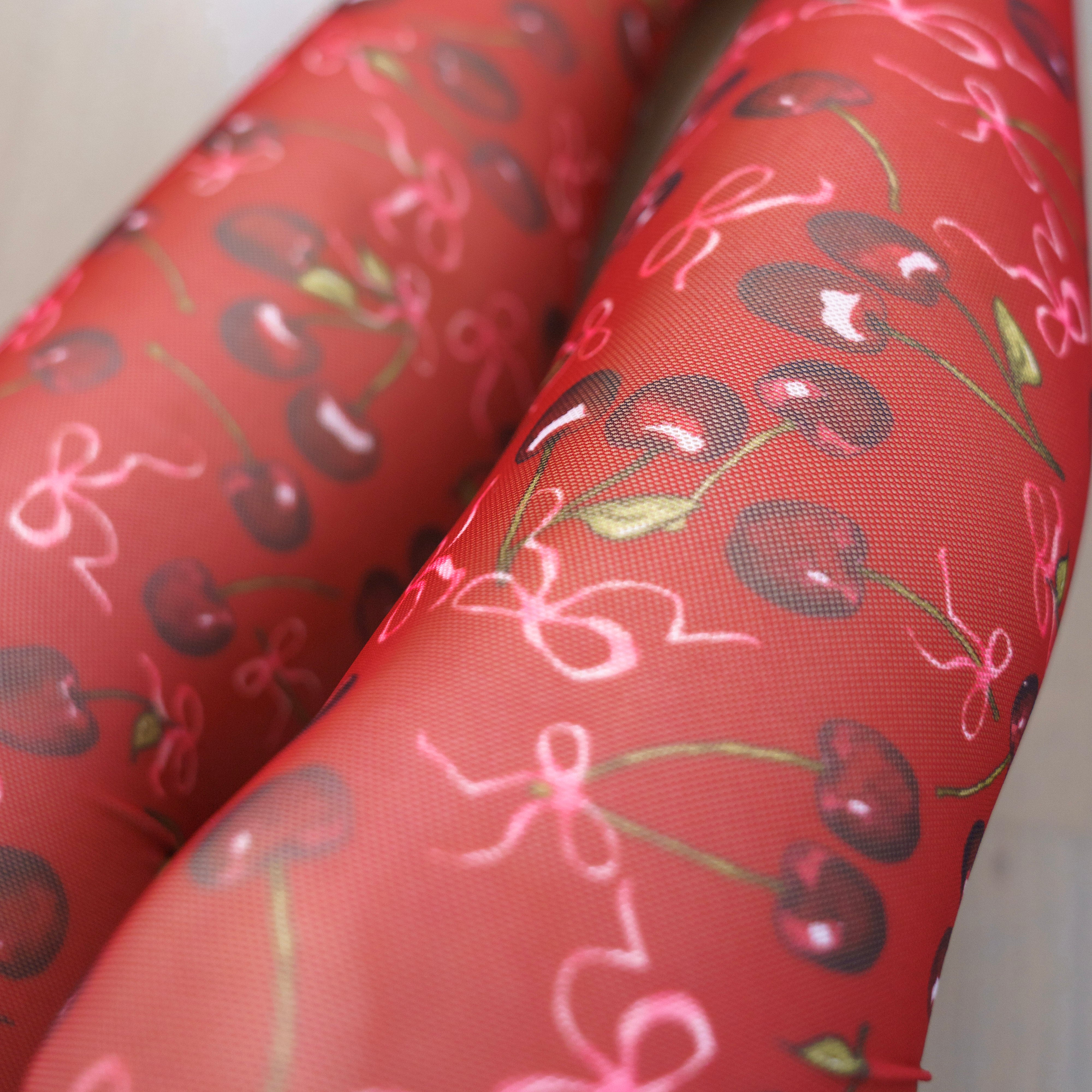 Cherry Rush Ribbon Print Stay Up Stockings