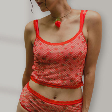 Strawberry Jam Print Crop Cami