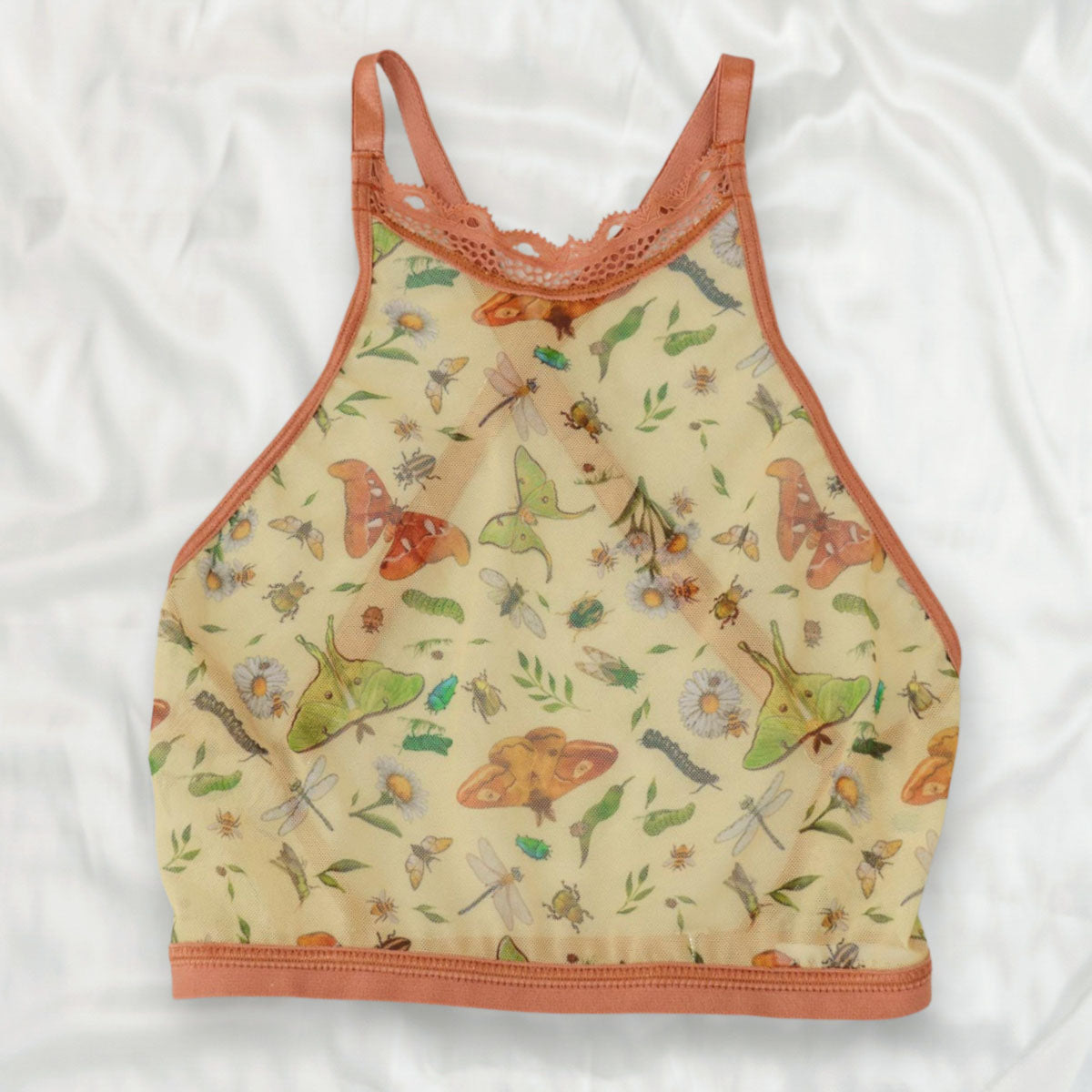 Bugs Printed Mesh High Neck Cami - Uye Surana