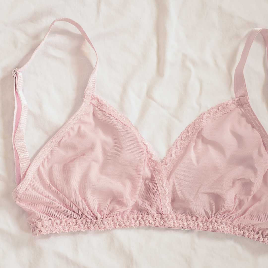 Pale Pink Sheerly Ultra-Light Mesh Adjustable Bralette - Uye Surana