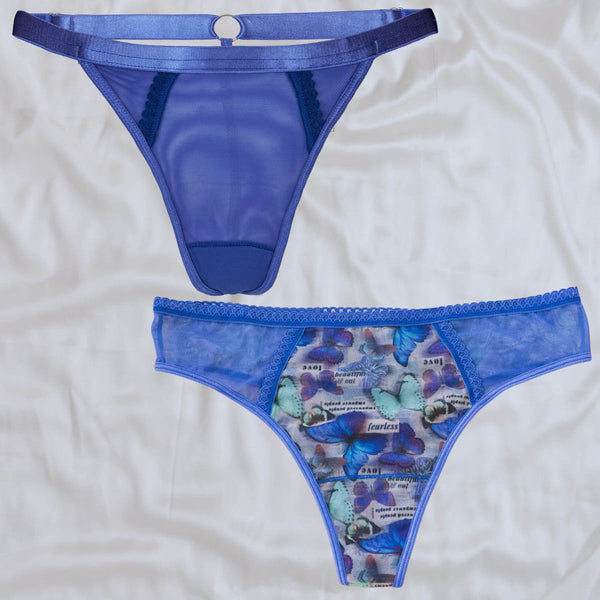 Butterfly Blue Thong + G-String Pack