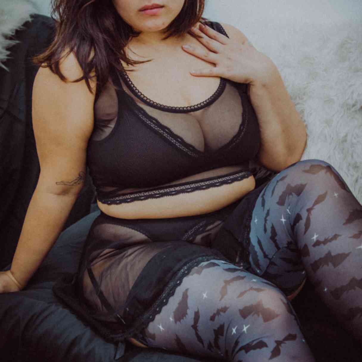 Black Sheerly Mesh Cami - Uye Surana