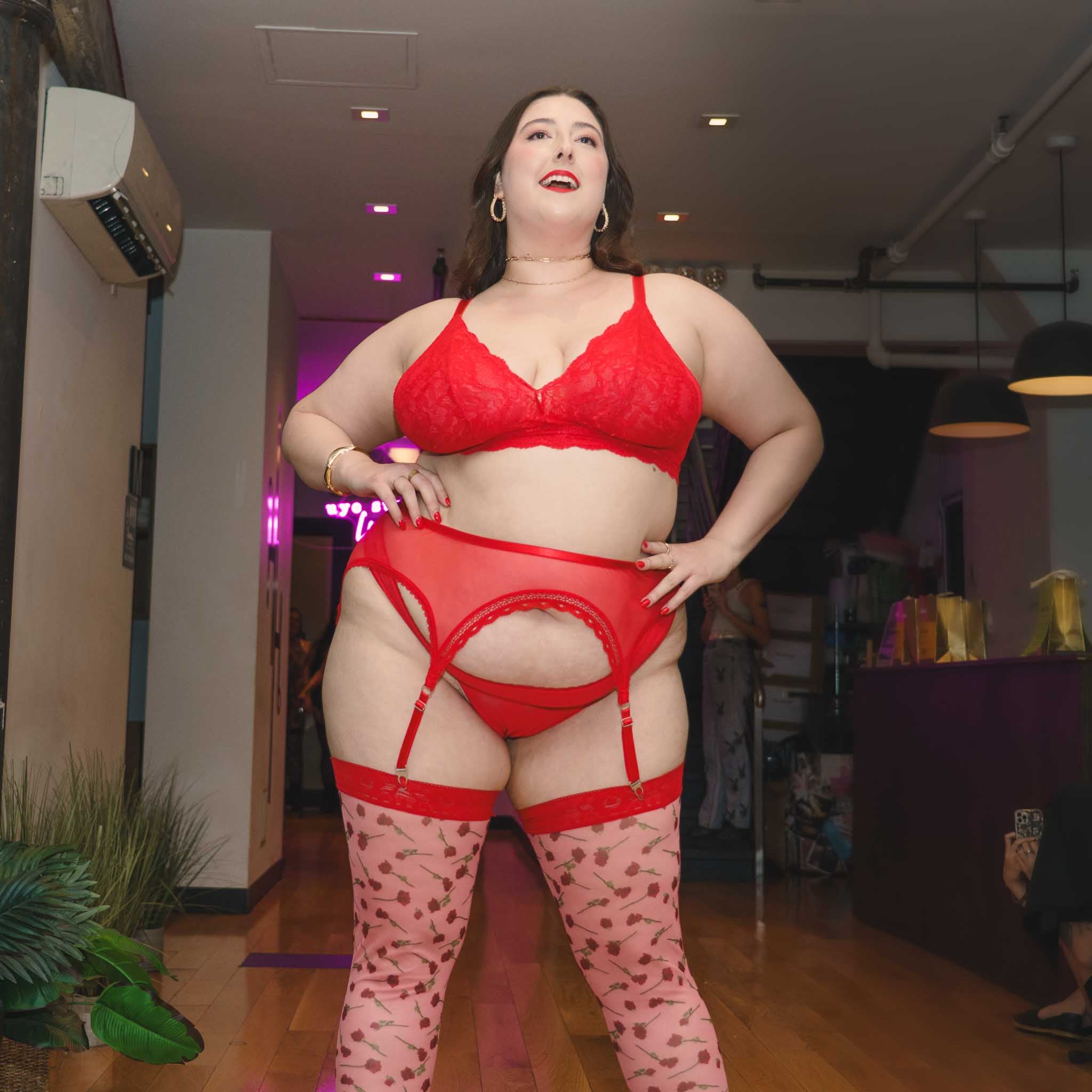 A Dozen Roses Printed Stay Up Stockings - Uye Surana