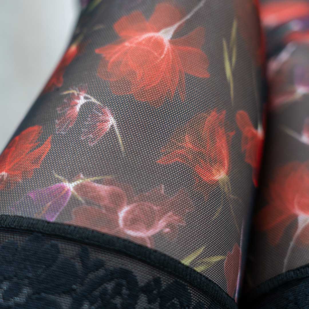 Burgundy Floral Stay Up Stockings