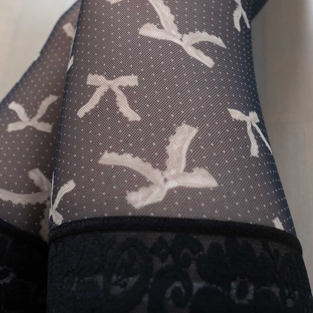 Black and Pearl Bows Stay Up Stockings