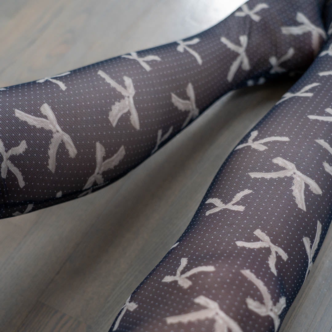 Black and Pearl Bows Stay Up Stockings