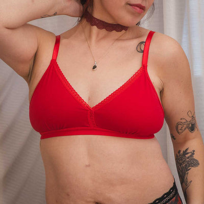 Rose Red Everyday Icons Bralette Set - Uye Surana