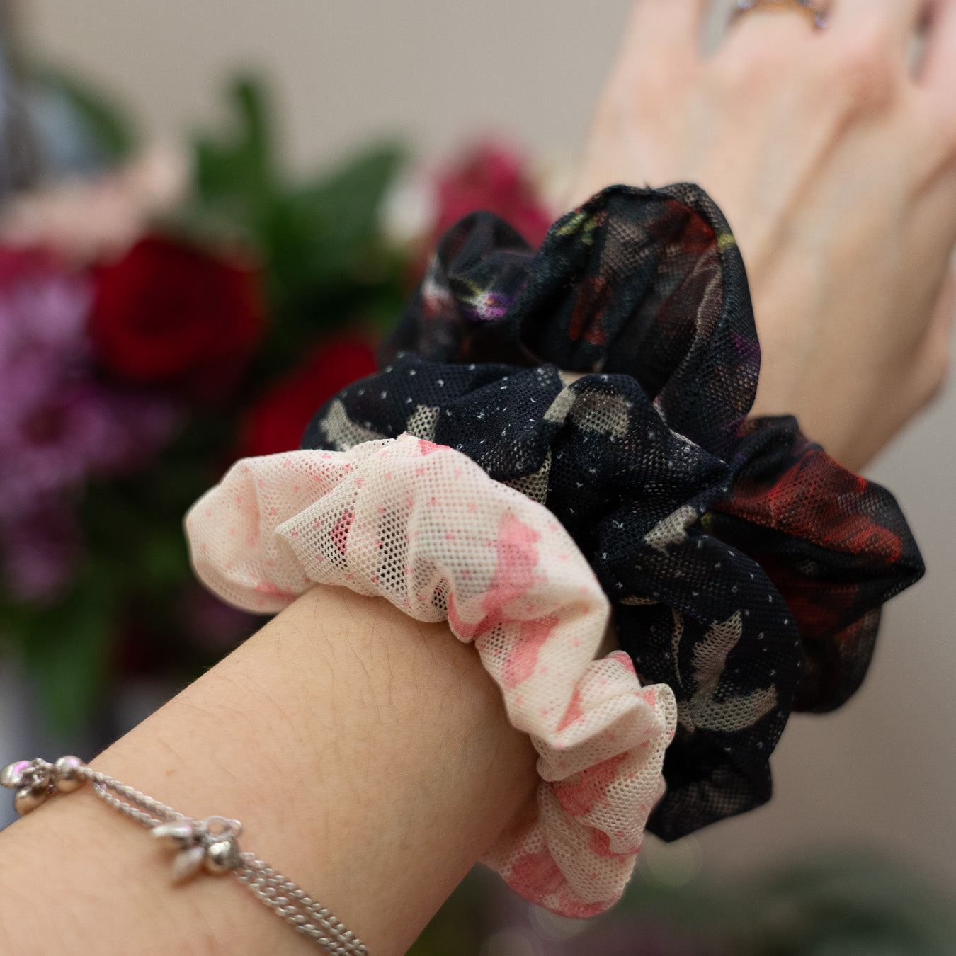 Coquette Bows Scrunchie + Pastel Choker Set