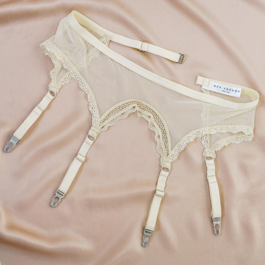 Pearl Sheerly Mesh Adjustable Garter Belt