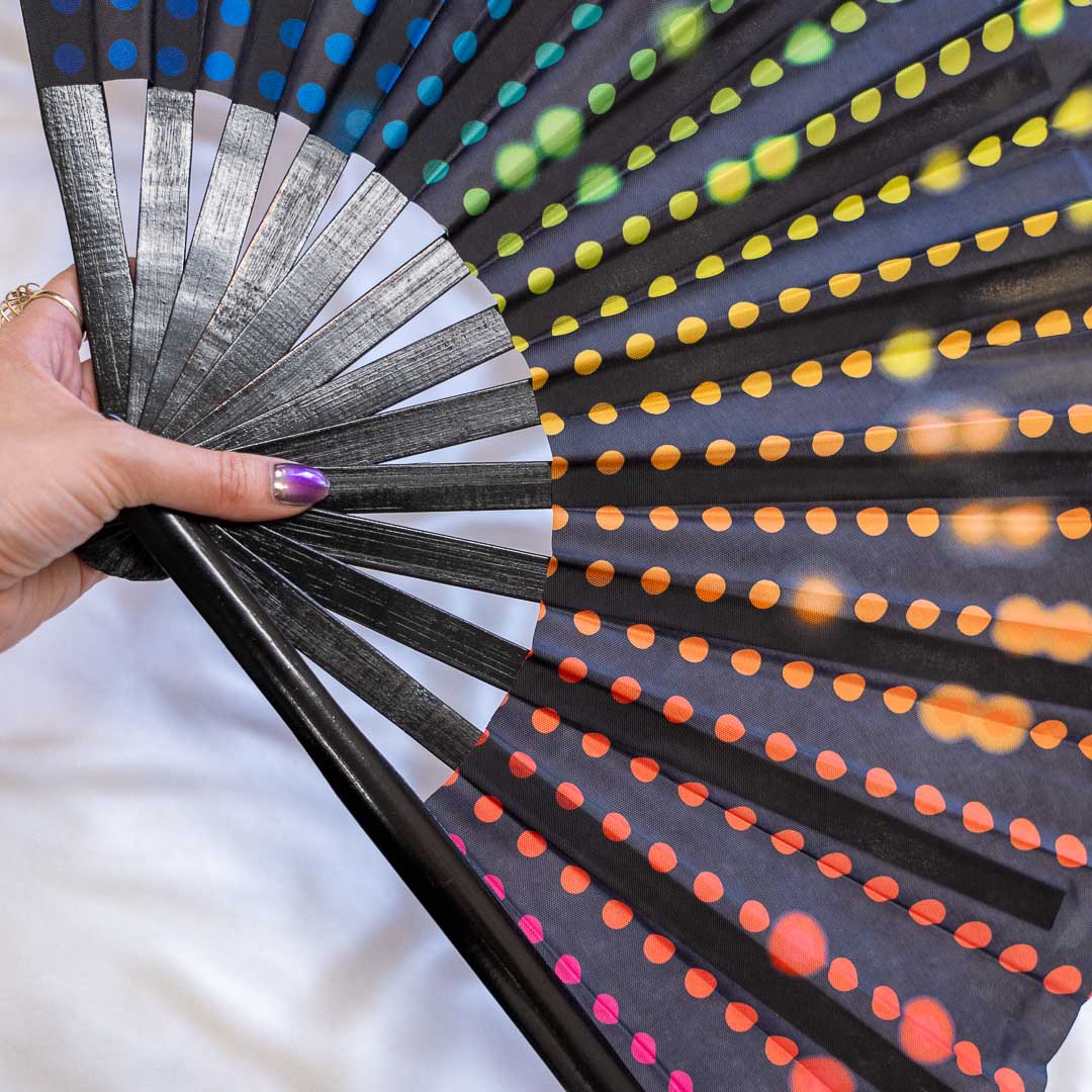 Rainbow Lights Large Folding Fan
