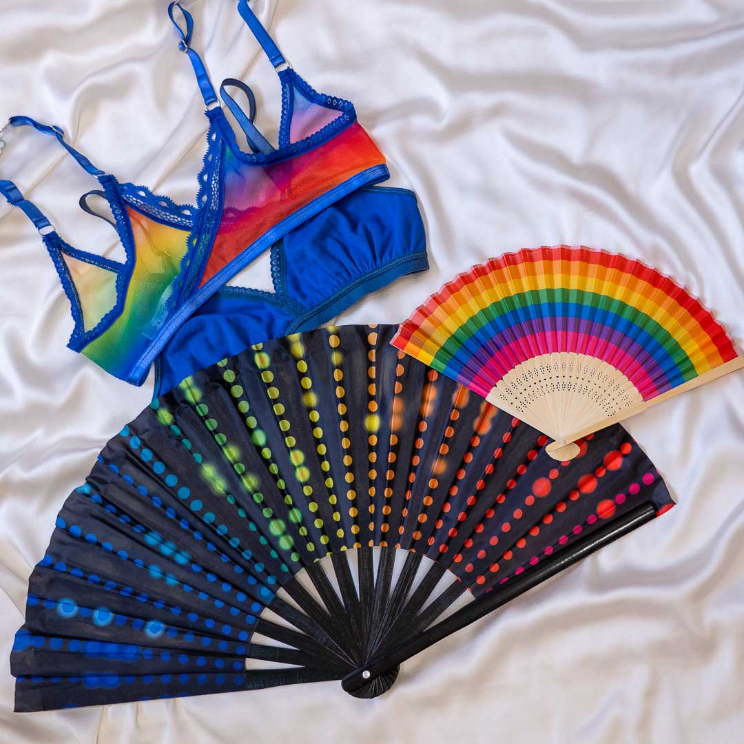 Rainbow Lights Large Folding Fan