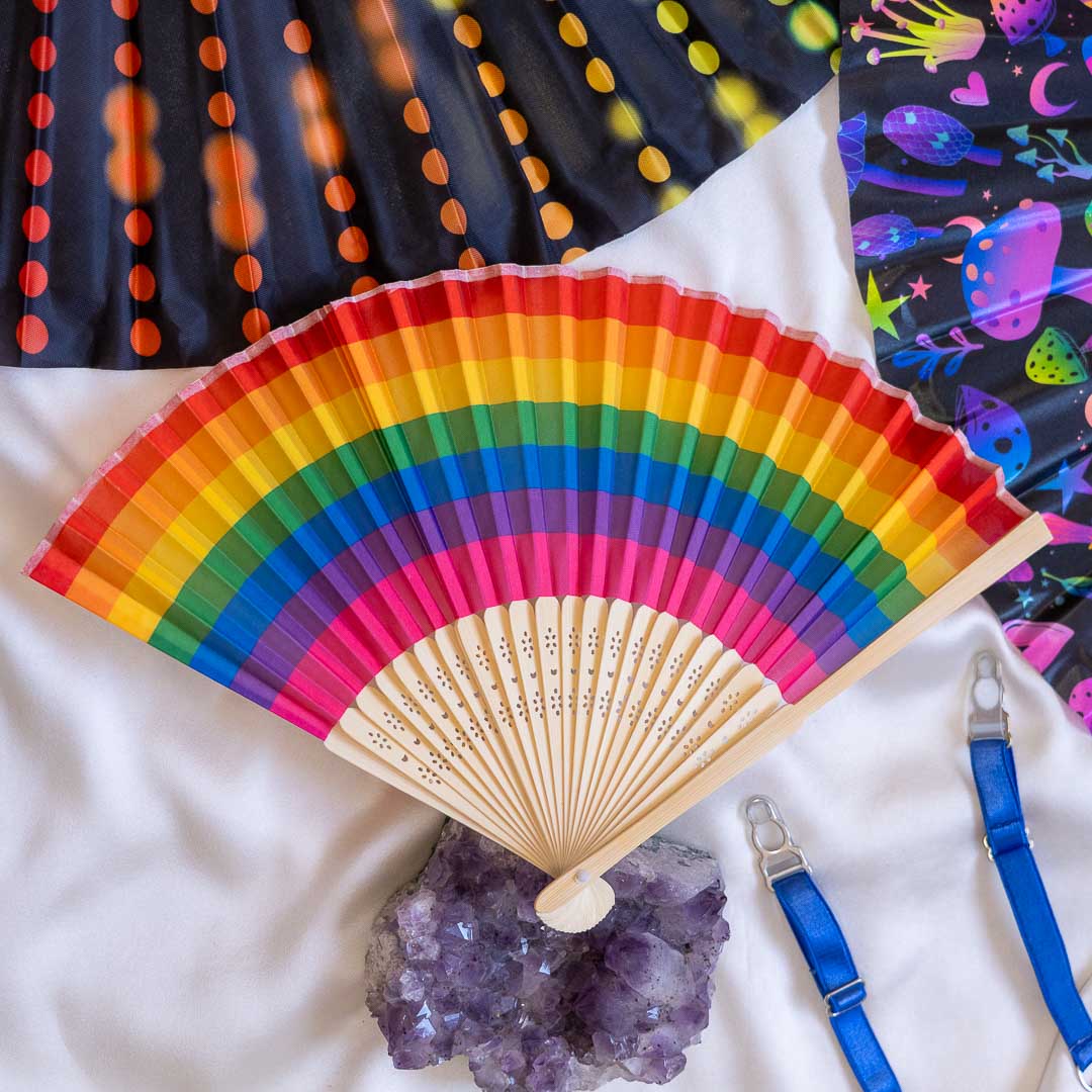 Rainbow Compact Bamboo Folding Fan