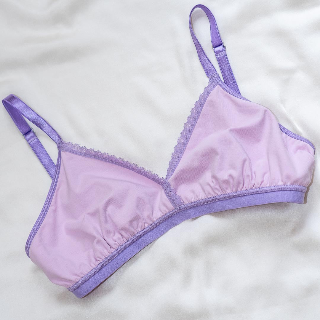 Lilac Lavender Cloudsoft Cotton Lined Everyday Adjustable Bralette *Sample fit