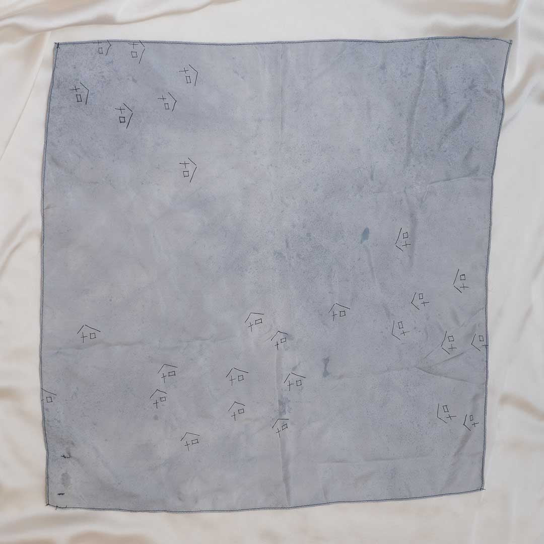 Hand-Dyed Little Houses Small Square Silk Scarf