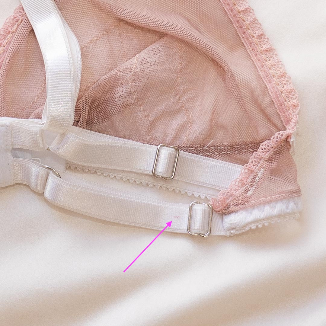 Lohla White Mauve Convertible Adjustable Lace Wireless Bra XS/S *Minor flaws