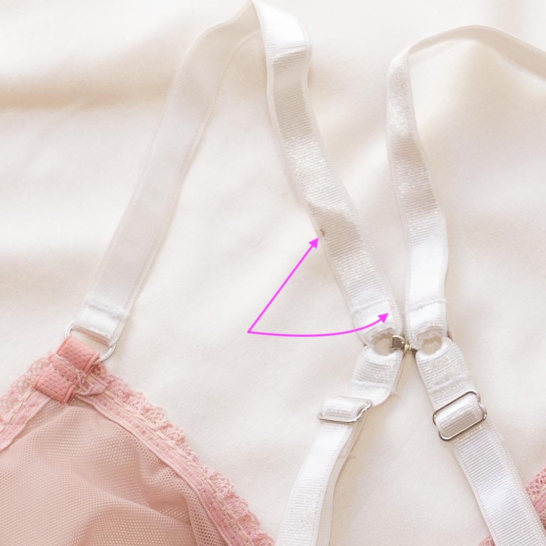 Lohla White Mauve Convertible Adjustable Lace Wireless Bra XS/S *Minor flaws