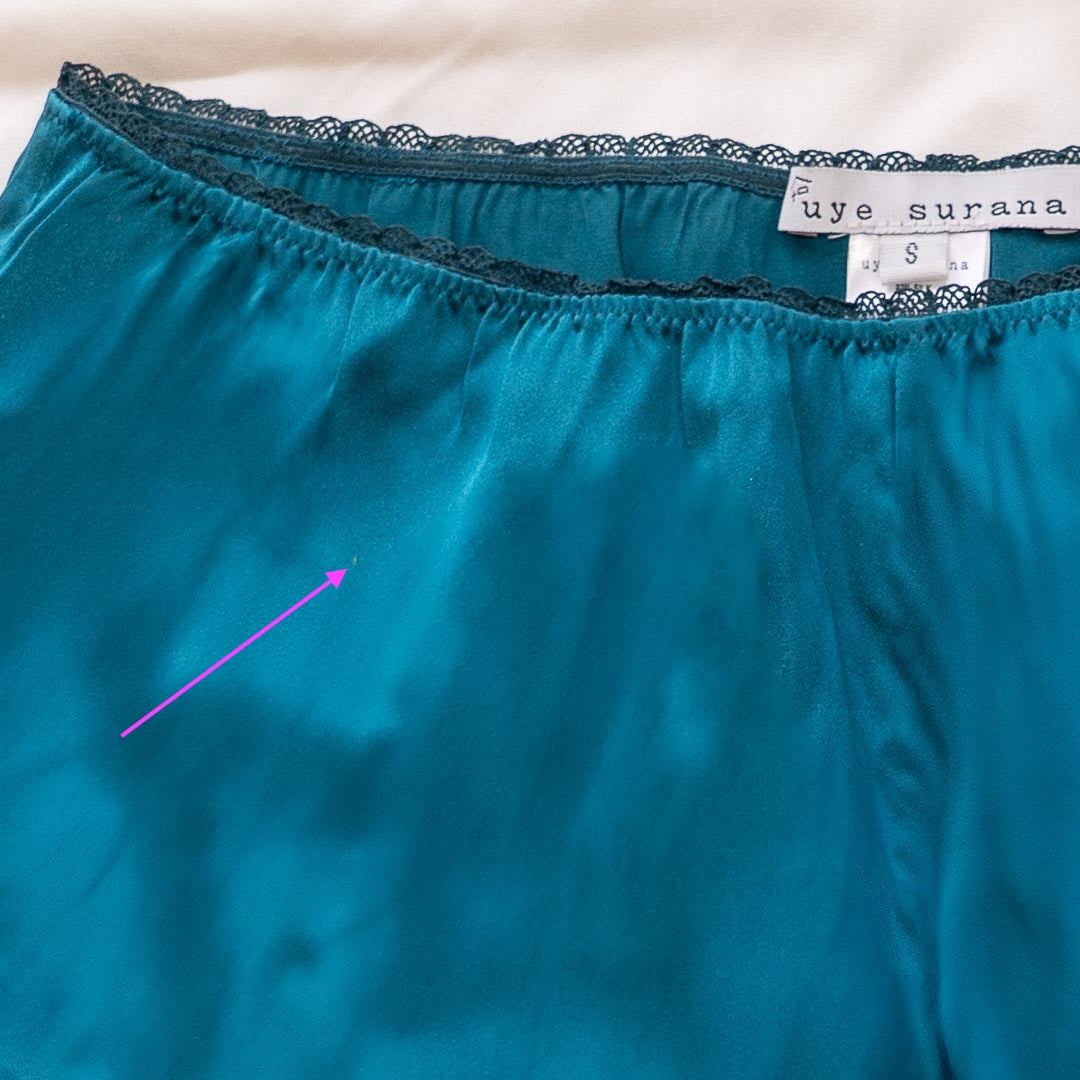 Teal Silk Tap Shorts, Small - Handmade in NYC *Minor imperfection